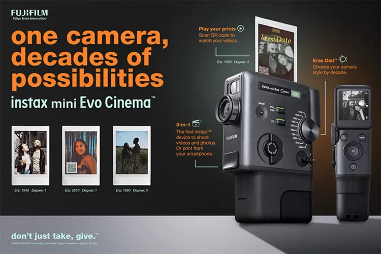 Fujifilm Instax Mini Evo Cinema Resmi Hadir, Kamera Instan Hybrid dengan Video, Filter Era, dan Cetak QR Frame