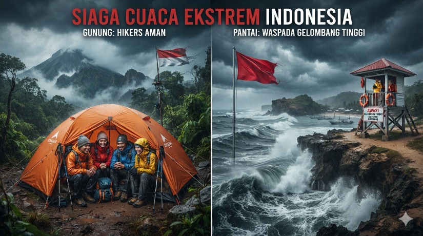 Cuaca Ekstrem Mengintai, Ini Tips Aman Mendaki Gunung dan Liburan ke Pantai