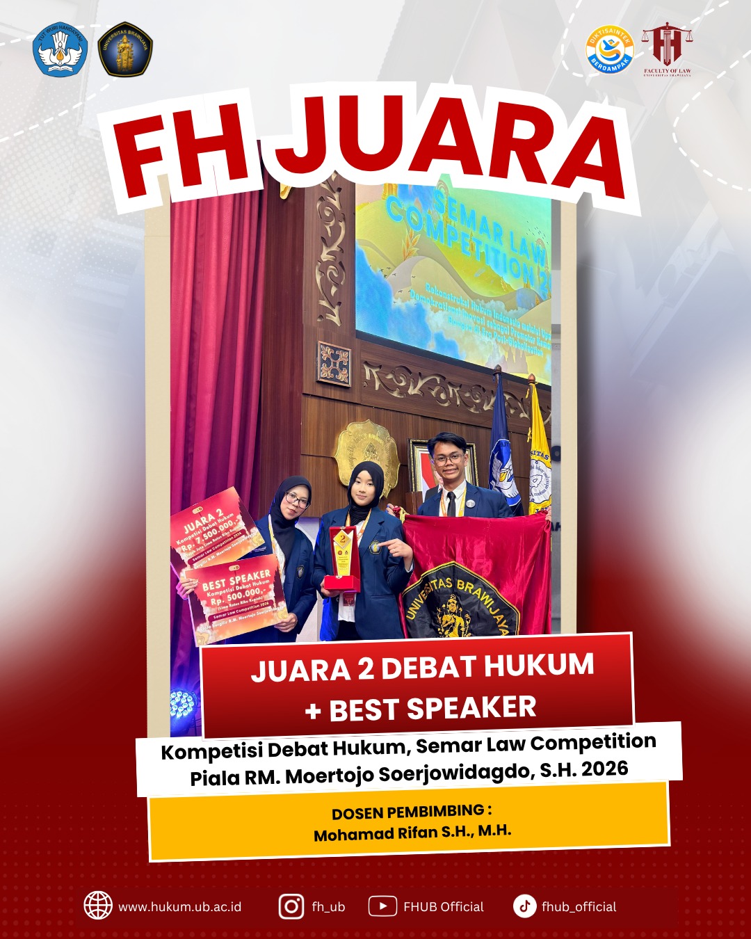 Mahasiswa FH UB Raih Juara 2 dan Best Speaker pada Semar Law Competition 2026