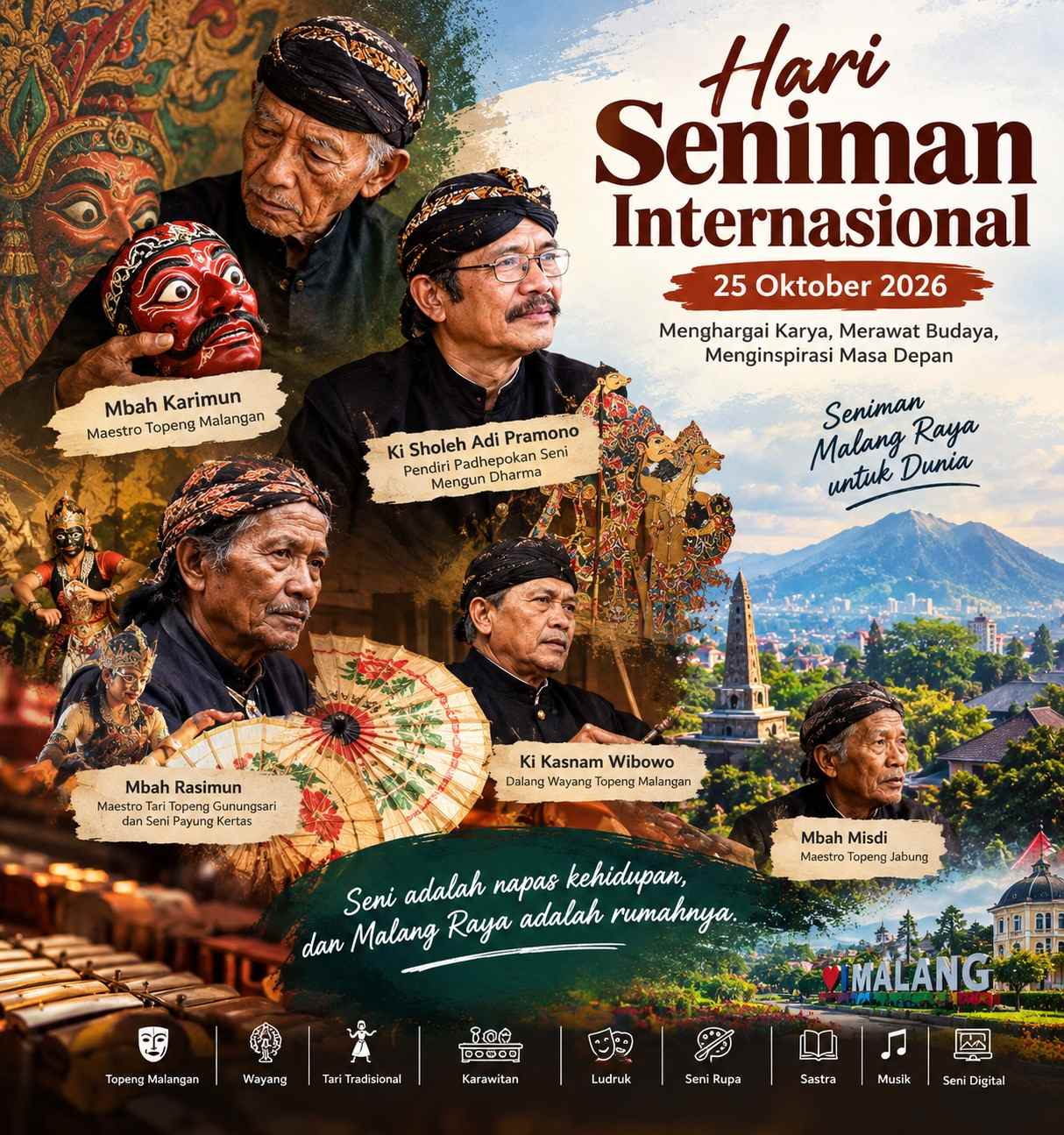 Hari Seniman Internasional 25 Oktober 2026, Mengenang Maestro dan Pewaris Seni Malang Raya