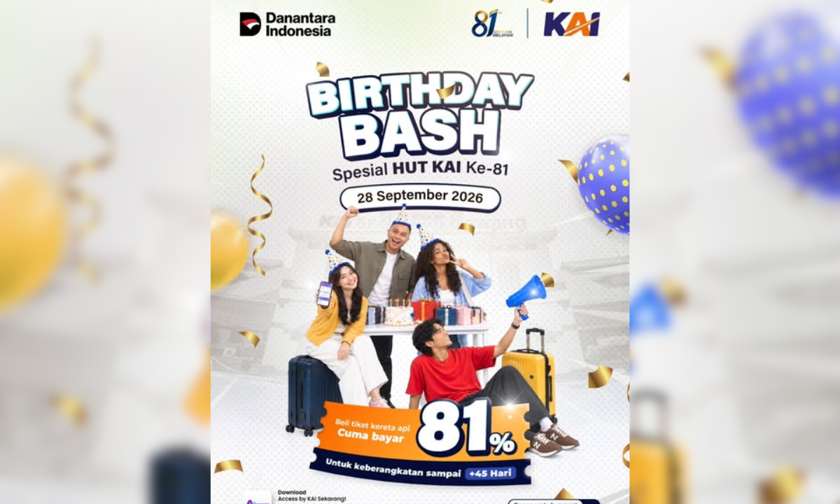 HUT ke-81 KAI, Tiket Kereta Diskon 19% Mulai 28 September 2026, Cek Syarat dan Cara Belinya