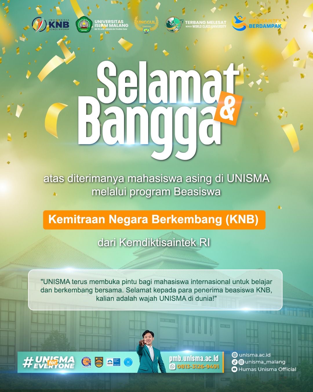 UNISMA Terima Mahasiswa Asing Penerima Beasiswa KNB 2026