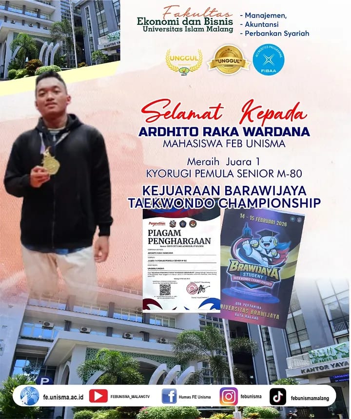 Mahasiswa FEB UNISMA Raih Juara 1 di Brawijaya Taekwondo Championship 2026