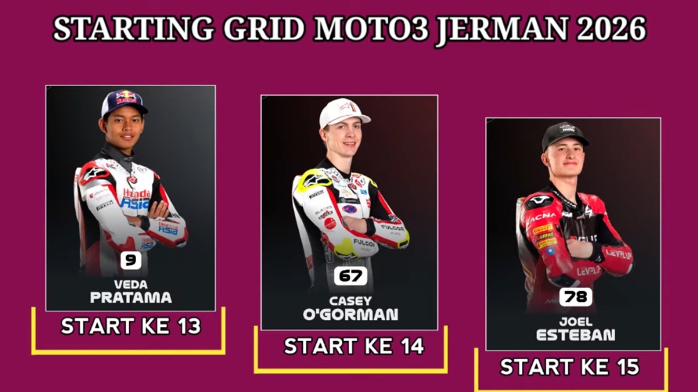 Veda Ega Pratama Start dari Baris Kelima Moto3 Jerman 2026, Bisakah Ulangi Aksi Comeback?