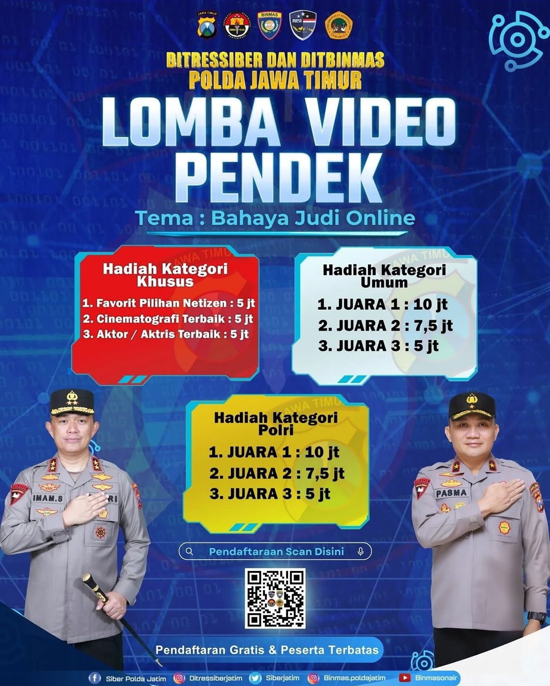 Lomba Video Pendek 'Bahaya Judi Online' Polda Jatim, Total Hadiah hingga 60 Juta Rupiah!