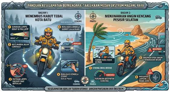 Tips Taklukkan Kabut Pekat Pegunungan Malang Raya dan Terjangan Angin Kencang Pesisir Selatan