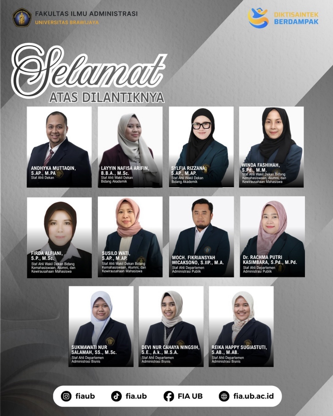 Resmi Dilantik, Ini Jajaran Staf Ahli Baru FIA UB Periode 2026–2027