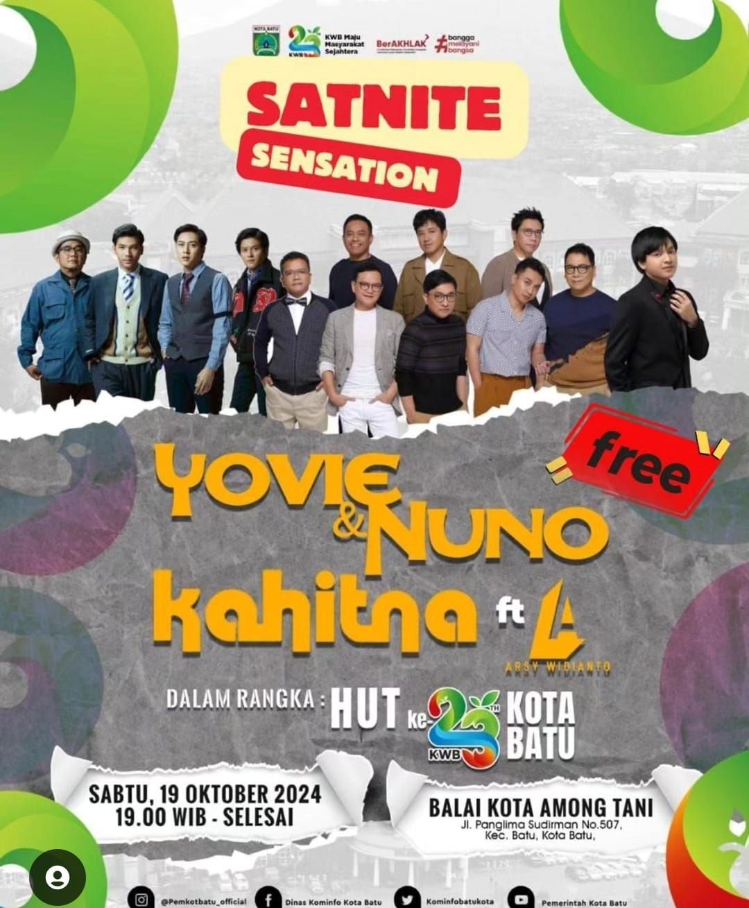 Satnite Sensation di Balai Kota Among Tani, Batu. Ada Yovie, Kahitna dan Arsy