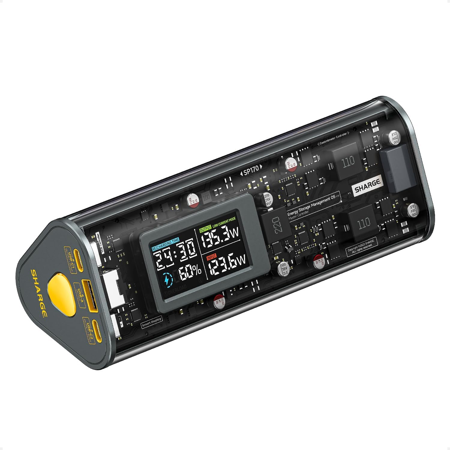 Power Bank Shargeek 170, Isi Daya Praktis, Tambah Bergaya dengan Layar Smart Digital