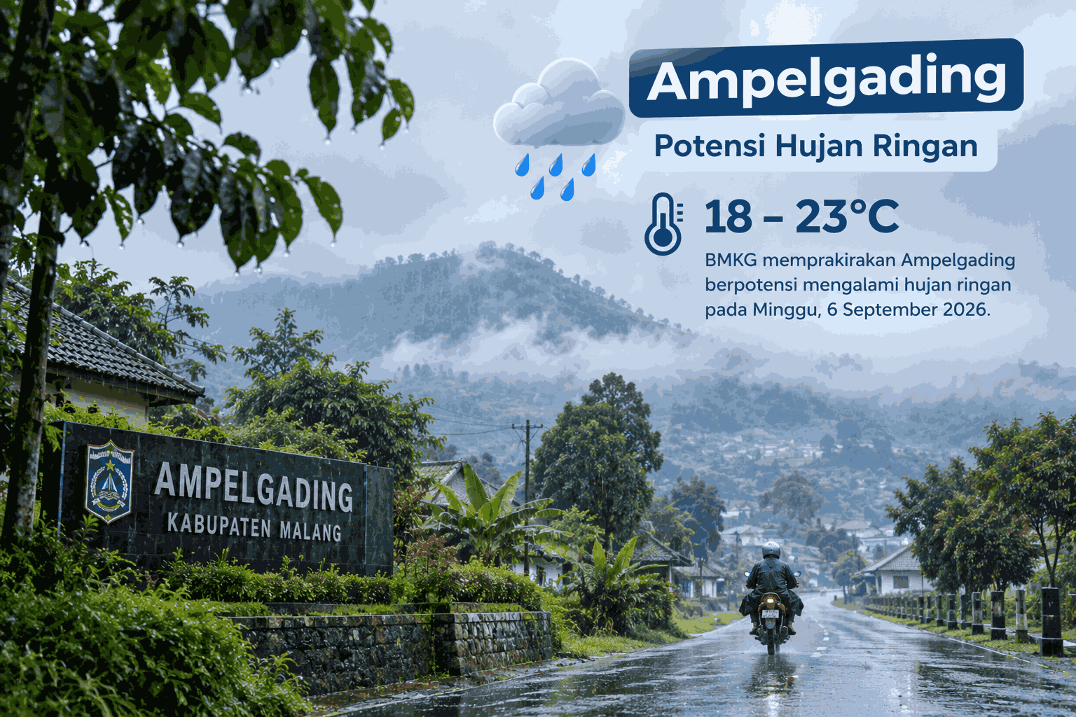 Cuaca Kabupaten Malang Hari Ini 6 September, Poncokusumo 13 Derajat hingga Ampelgading Hujan