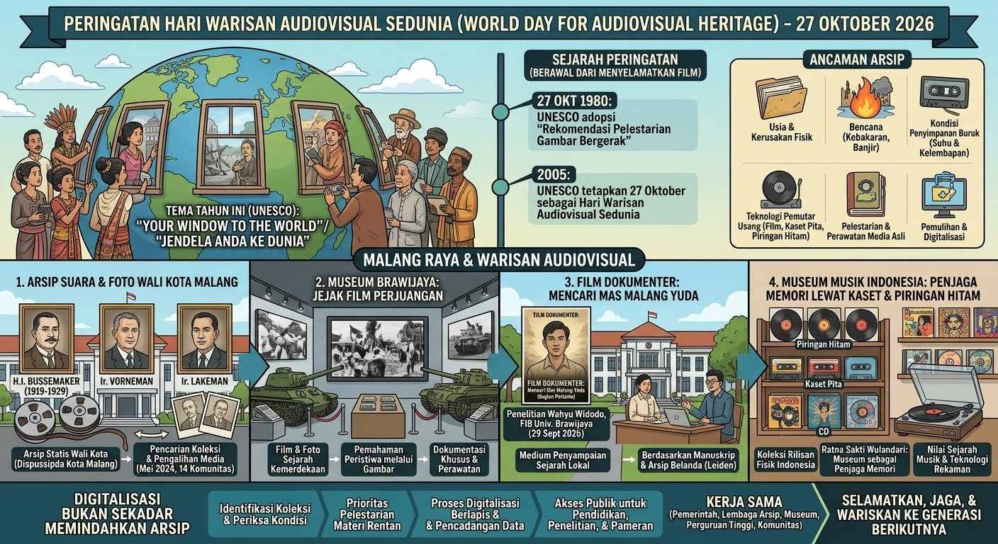 Hari Warisan Audiovisual Sedunia 27 Oktober: Menjaga Arsip Suara Wali Kota Lama dan Film Sejarah Malang