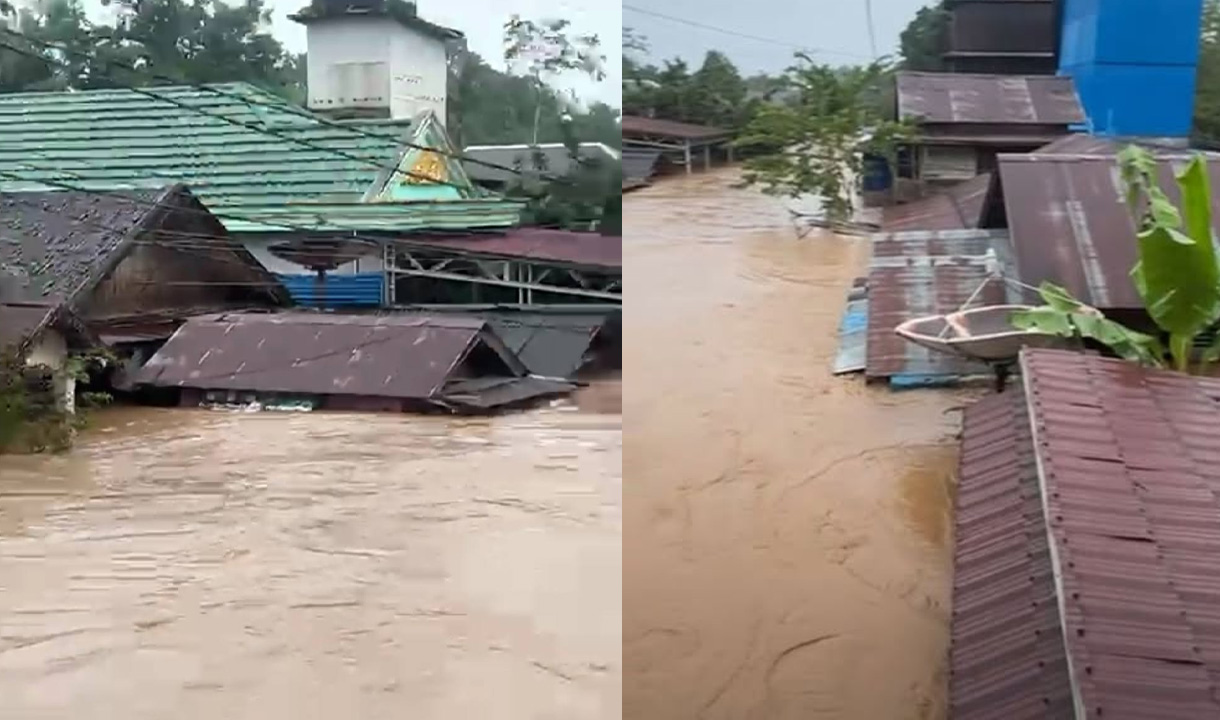Banjir Lagi Kali Ini di Balangan, Kalsel, Ratusan Rumah Terendam Hanya Sisakan Atap