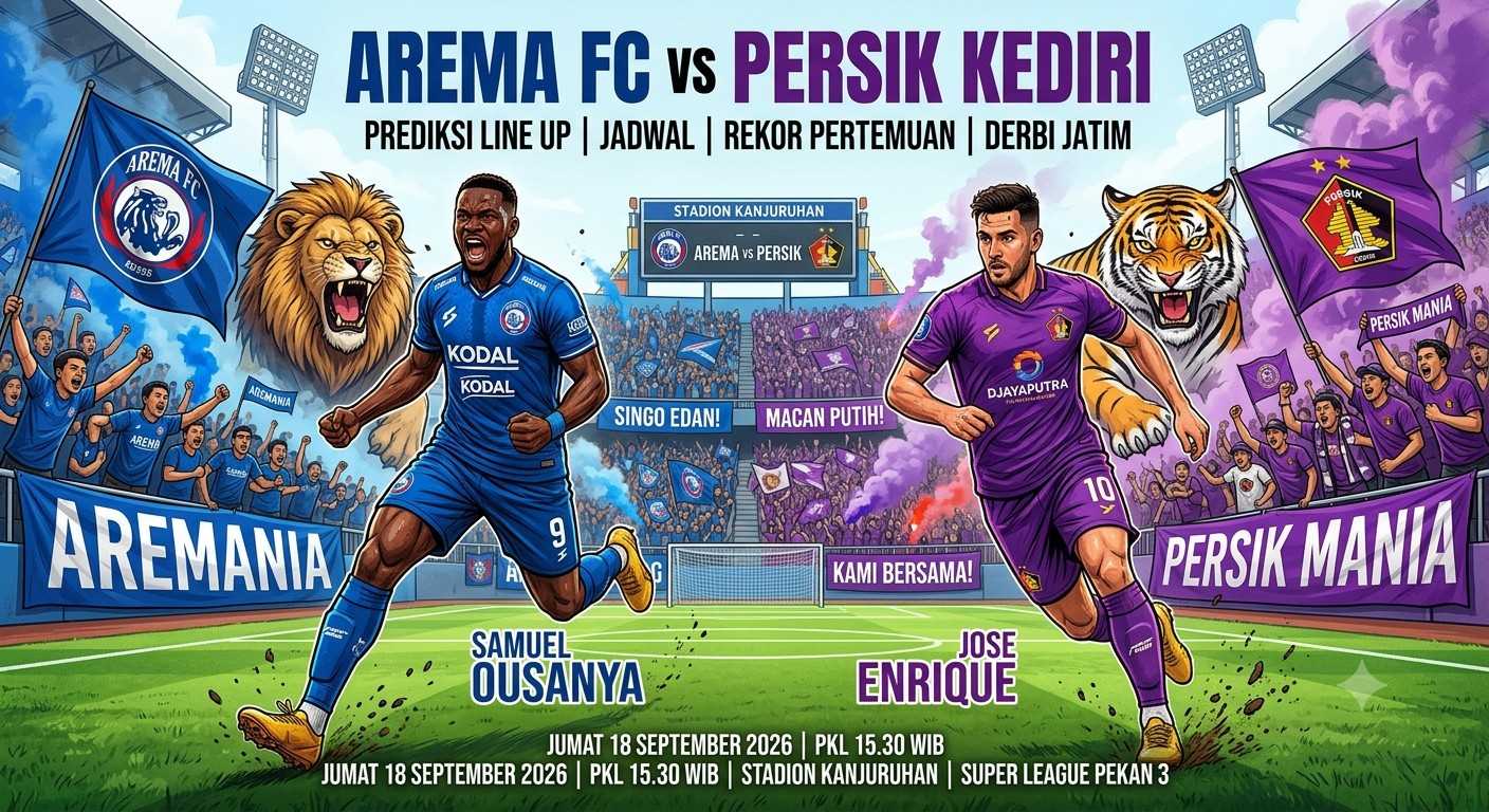 Duel Arema FC vs Persik Kediri Besok: Prediksi Line Up, Jadwal, dan Rekor Pertemuan Derbi Jatim