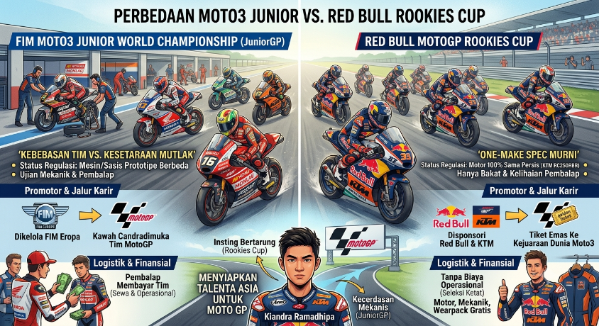 Kiandra Ramadhipa Tembus 4 Besar Moto3 Junior 2026, Ini Bedanya JuniorGP dan Red Bull Rookies Cup