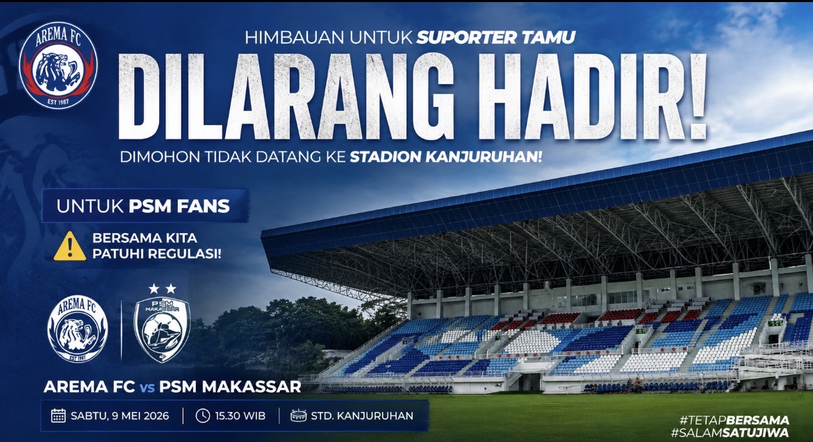 Aremania Ingatkan Suporter PSM Dilarang Hadir di Kanjuruhan, Singo Edan Siap Terkam PSM Makassar