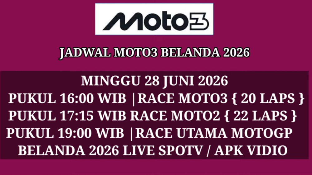 Jadwal Moto3 Belanda 2026: Veda Ega Pratama Start Ketujuh, Race Digelar Minggu Sore WIB