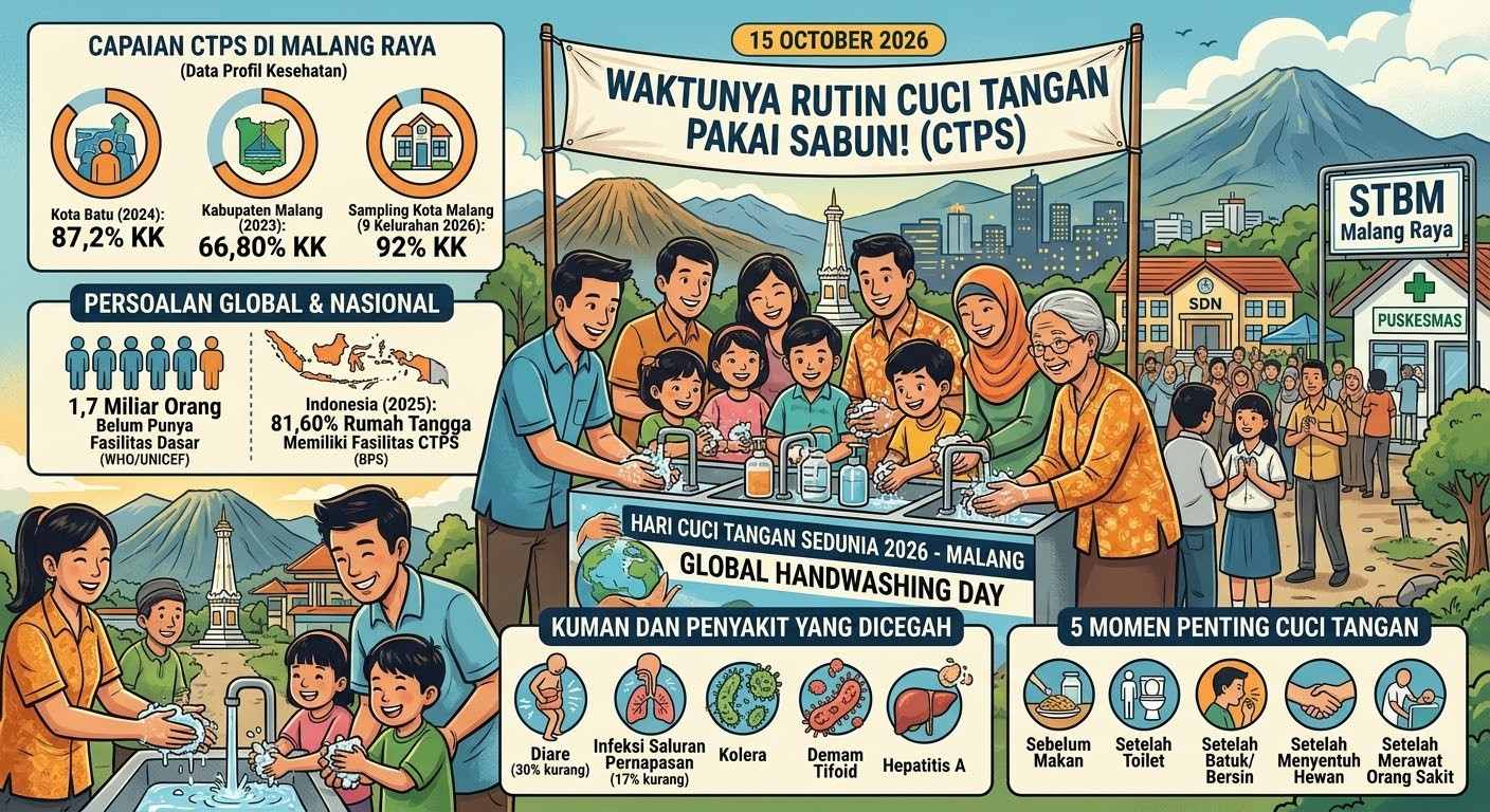 Hari Cuci Tangan Sedunia 15 Oktober: Ini Data CTPS Malang Raya, Kota Batu Capai 87,2 Persen