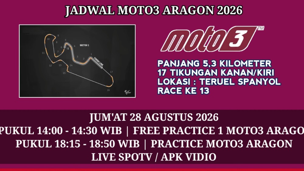 Jadwal Moto3 Aragon 2026: Veda Ega Pratama Kembali Beraksi, Catat Jam Lengkapnya