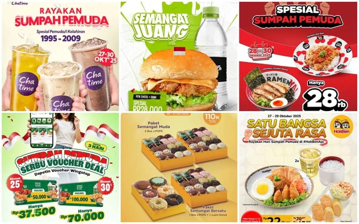 Rayakan Semangat Pemuda, Nikmati 9 Promo Kuliner Spesial Hari Sumpah Pemuda 28 Oktober