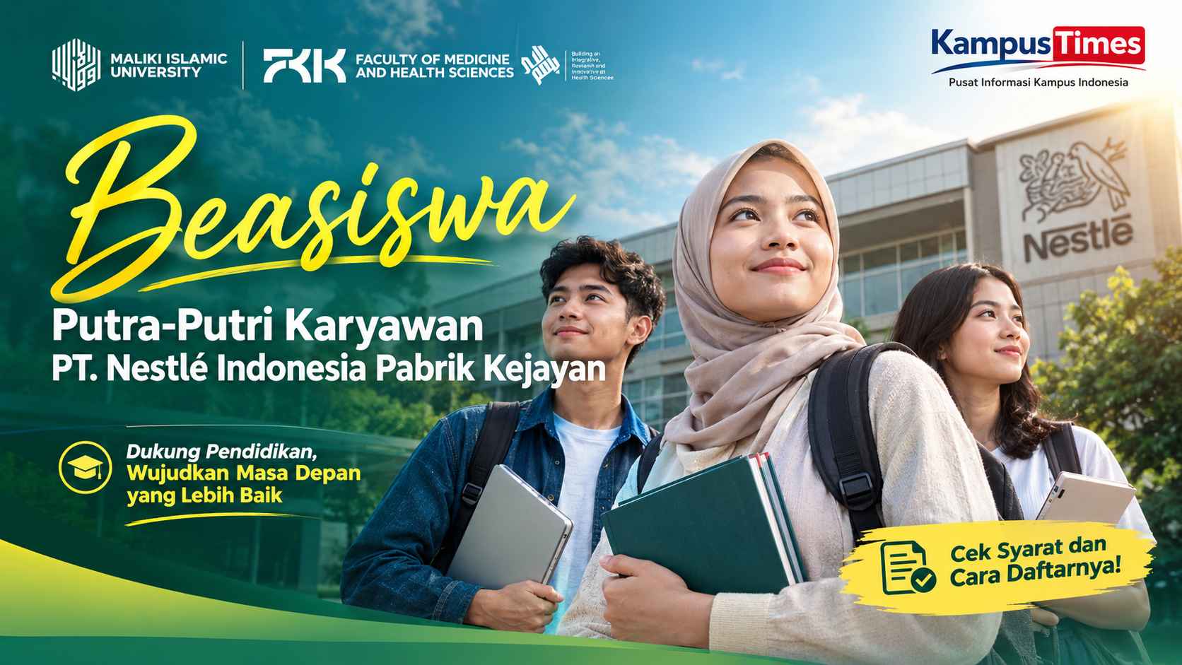 Beasiswa Nestlé Kejayan 2026: Nilai Minimal 8,0, Pendaftaran Ditutup 30 September