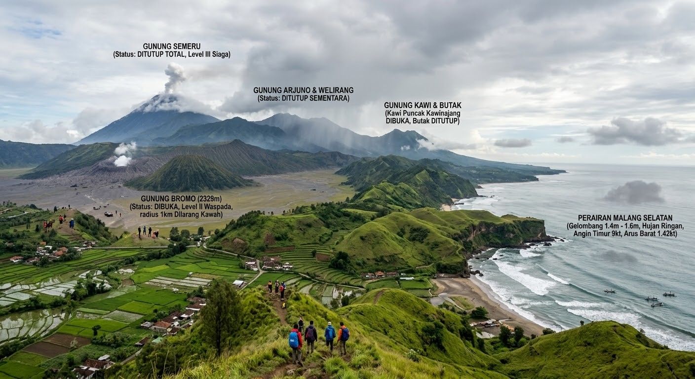 Cuaca Semeru hingga Kawi 30 Oktober: Waspadai Hujan, Semeru dan Arjuno Ditutup, Kawi dan Panderman Dibuka