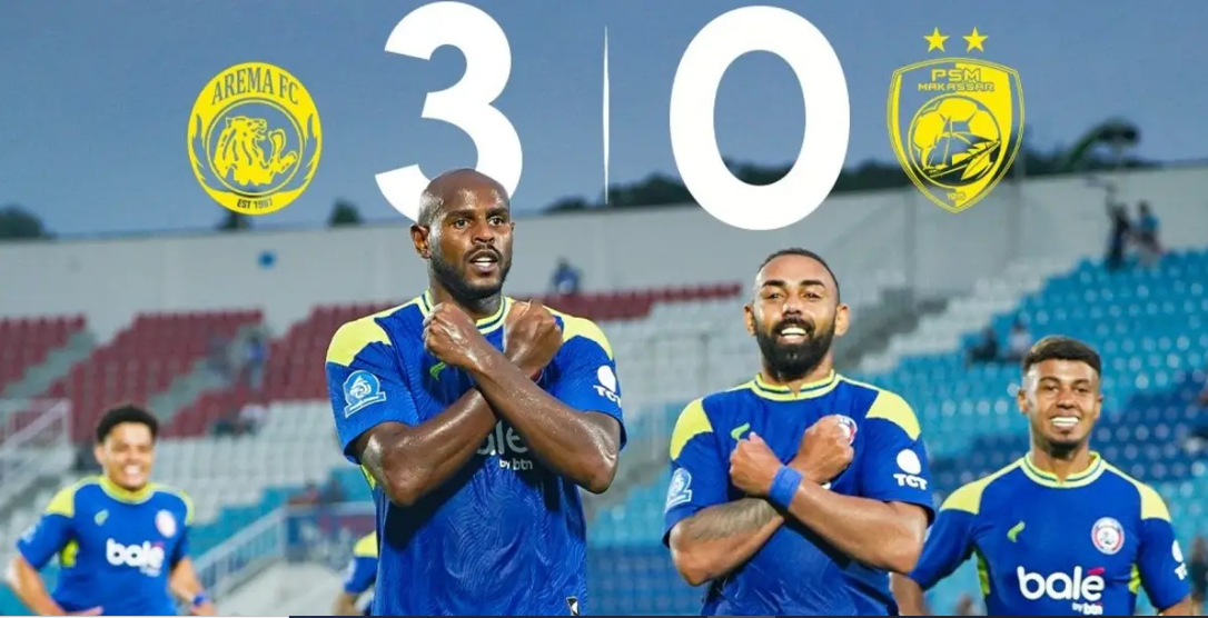 Bantai PSM 3-0, Arema Koleksi 42 Poin Tempati Posisi ke-10
