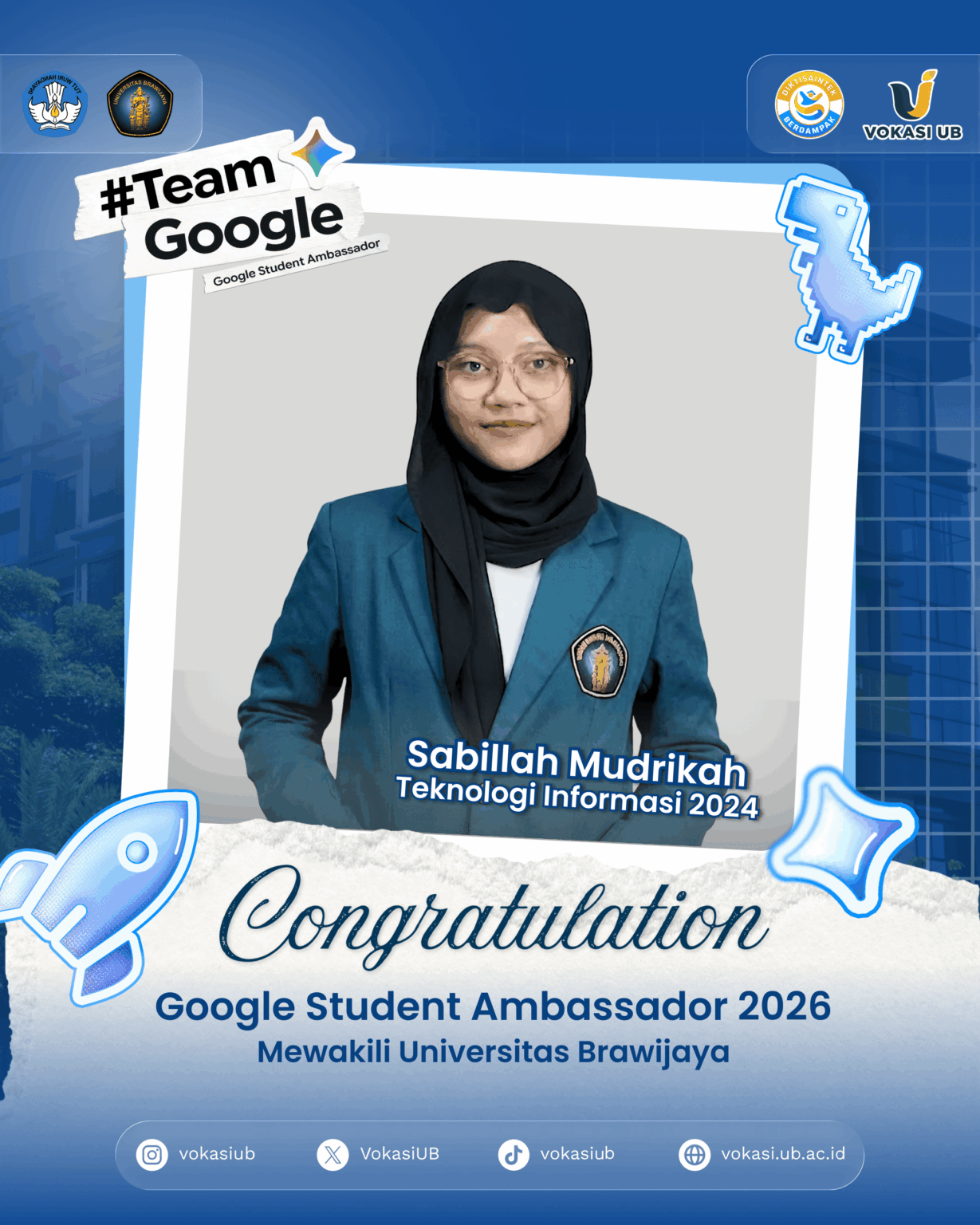 Mahasiswa TI Vokasi UB Terpilih Jadi Google Student Ambassador 2026