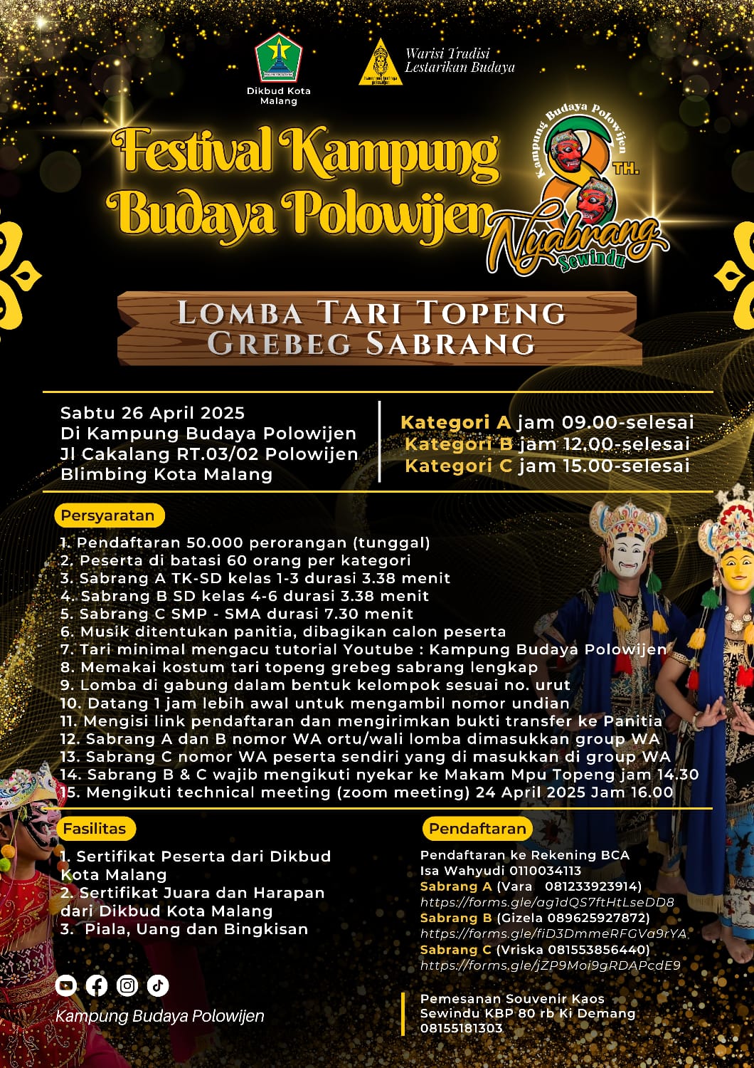 Festival Kampung Budaya Polowijen, Lomba Tari Topeng Grebeg Sabrang 2025 Siap Digelar!