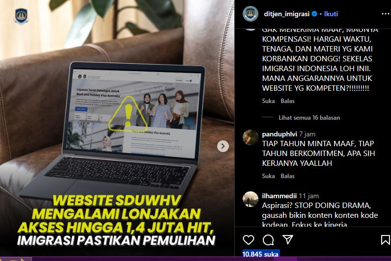 Imigrasi Minta Maaf dan Akui Website Down, ‘War’ SDU WHV ke Australia Dibuka Lagi Jumat Besok  