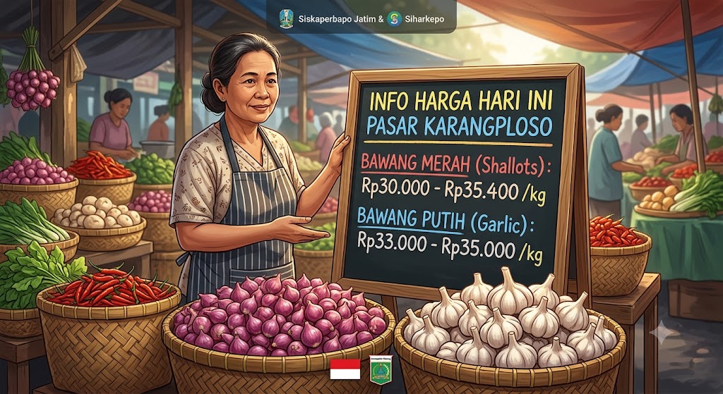Harga Bawang Merah dan Bawang Putih Hari Ini di Pasar Induk Karangploso, Stabil di Level Rendah