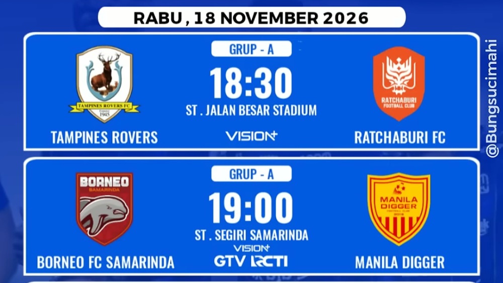 Jadwal ASEAN Shopee Cup 2026: Persib Hadapi Shan United, Borneo FC Tantang Manila Digger