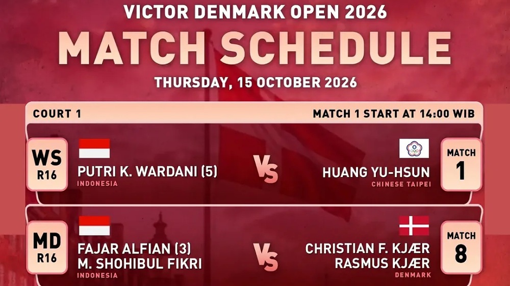 Jadwal Denmark Open 2026: Tanpa Ganda Campuran, 5 Wakil Indonesia Hadapi 16 Besar Denmark Open 2026 