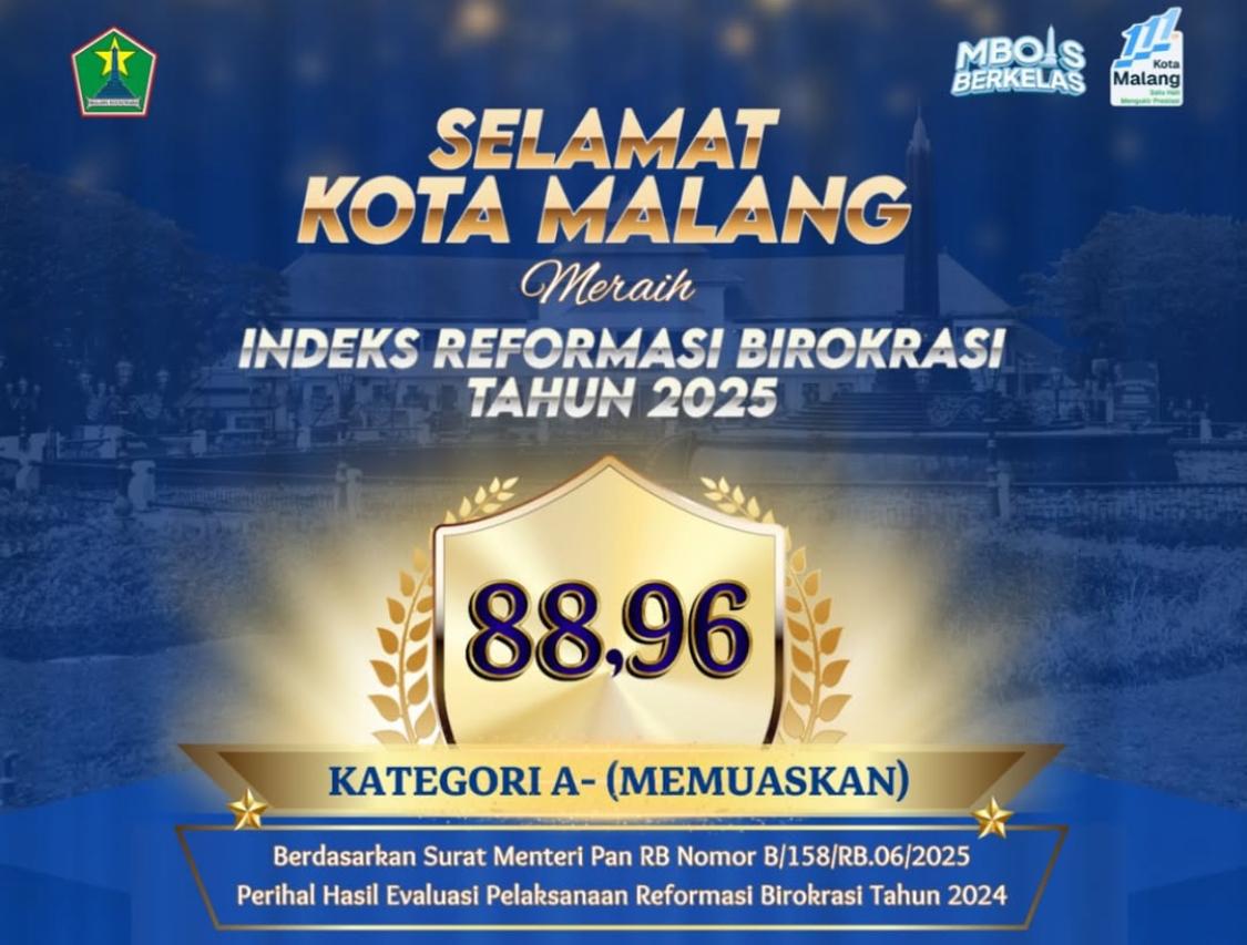 Capaian Indek Reformasi Birokrasi Kembali Memuaskan, Bukti Tata Kelola Pemerintahan Kota Malang Unggul