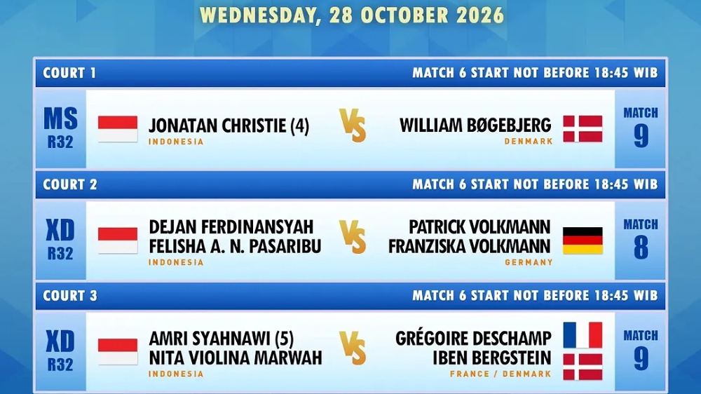 Jadwal Hylo Open 2026 Hari Kedua: Jonatan Christie Hadapi Wakil Denmark, Dejan/Felisha Siap Beraksi