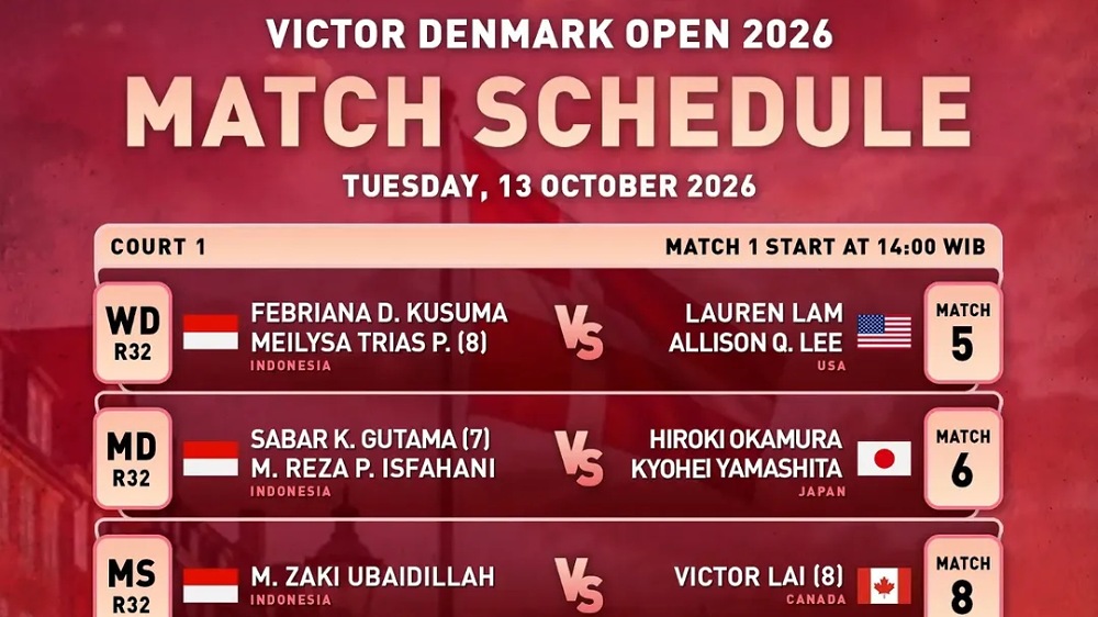 Jadwal Denmark Open 2026 Hari Ini, 6 Wakil Indonesia Hadapi Lawan Berat di Babak Pertama