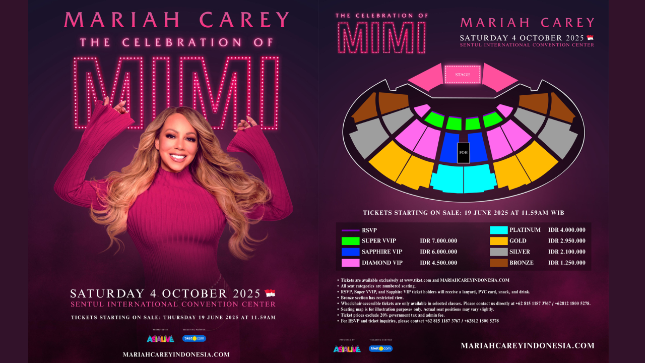 Harga Tiket Konser Mariah Carey di Indonesia Resmi Dirilis, Penjualan Mulai 19 Juni