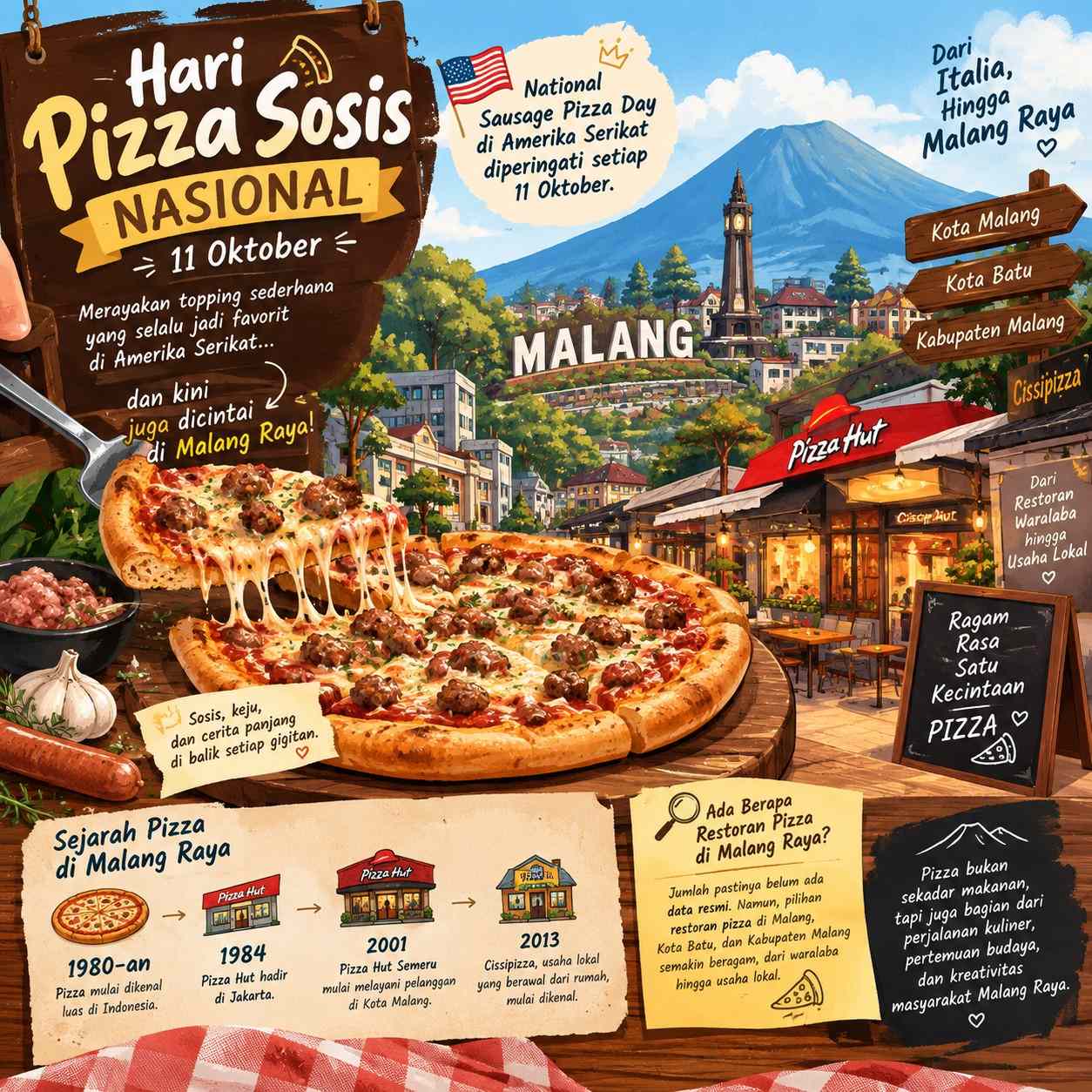 Hari Pizza Sosis Nasional 11 Oktober, Sejak Kapan Pizza Hadir di Malang Raya?
