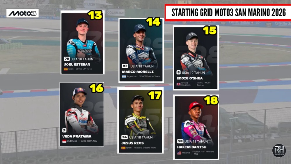 Hasil Kualifikasi Moto3 San Marino 2026, David Almansa Pole dan Veda Start P16