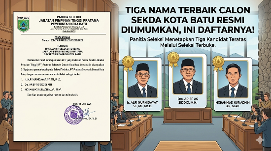 Tiga Nama Terbaik Calon Sekda Kota Batu Resmi Diumumkan, Ini Daftarnya!