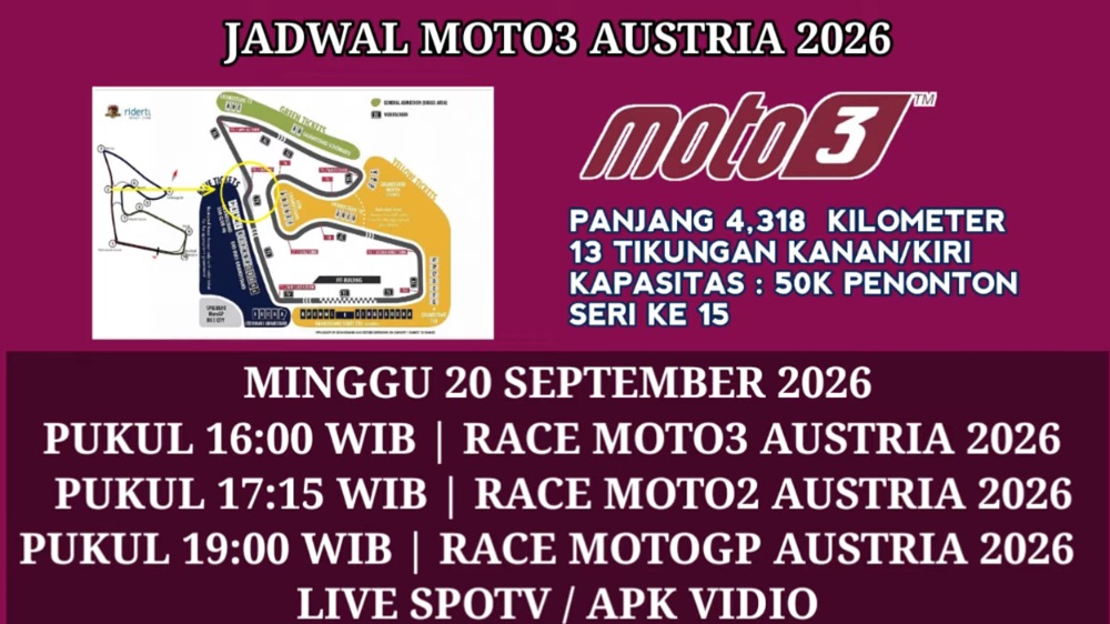 Jadwal Race Moto3 Austria 2026, Veda Ega Pratama Siap Hadapi Balapan Seri ke-15