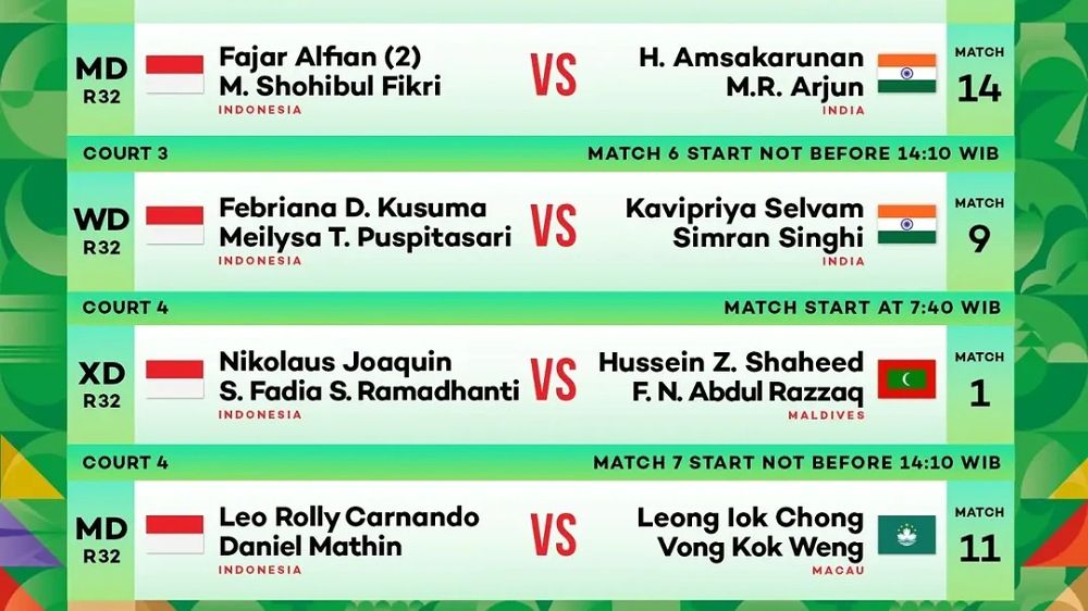Jadwal Individu Badminton Asian Games 2026, 6 Wakil Indonesia Bertanding