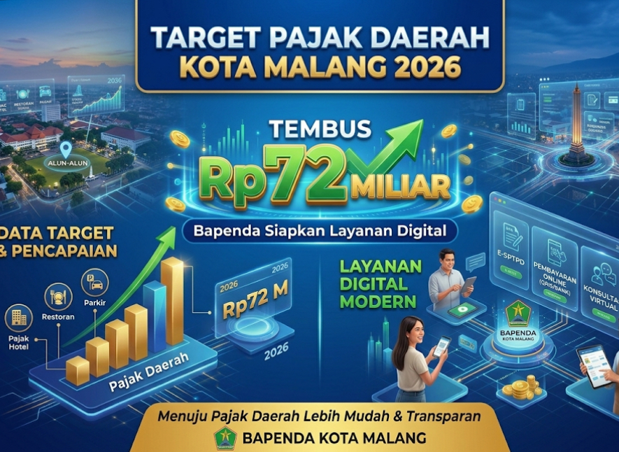 Target Pajak Daerah Kota Malang 2026 Tembus Rp72 M, Bapenda Siapkan Layanan Digital