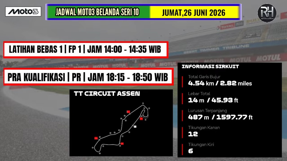 Jadwal FP MotoGP Belanda 2026 di Assen Resmi Dirilis, Ini Jam Latihan Bebas Lengkap Jumat hingga Minggu