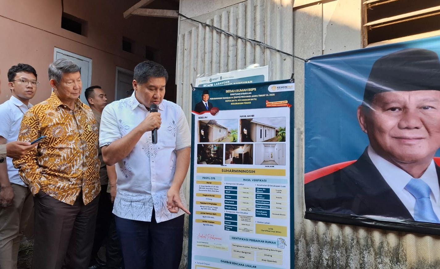 Menteri PKP Tinjau Penerima BSPS di Temas Kota Batu 