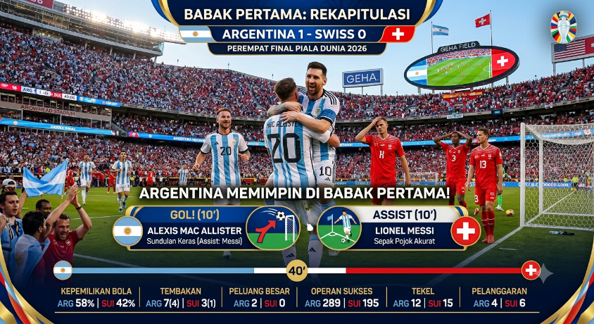 Statistik Argentina vs Swiss: Messi Cs Dominan Total, Unggul Penguasaan Bola dan Tembakan