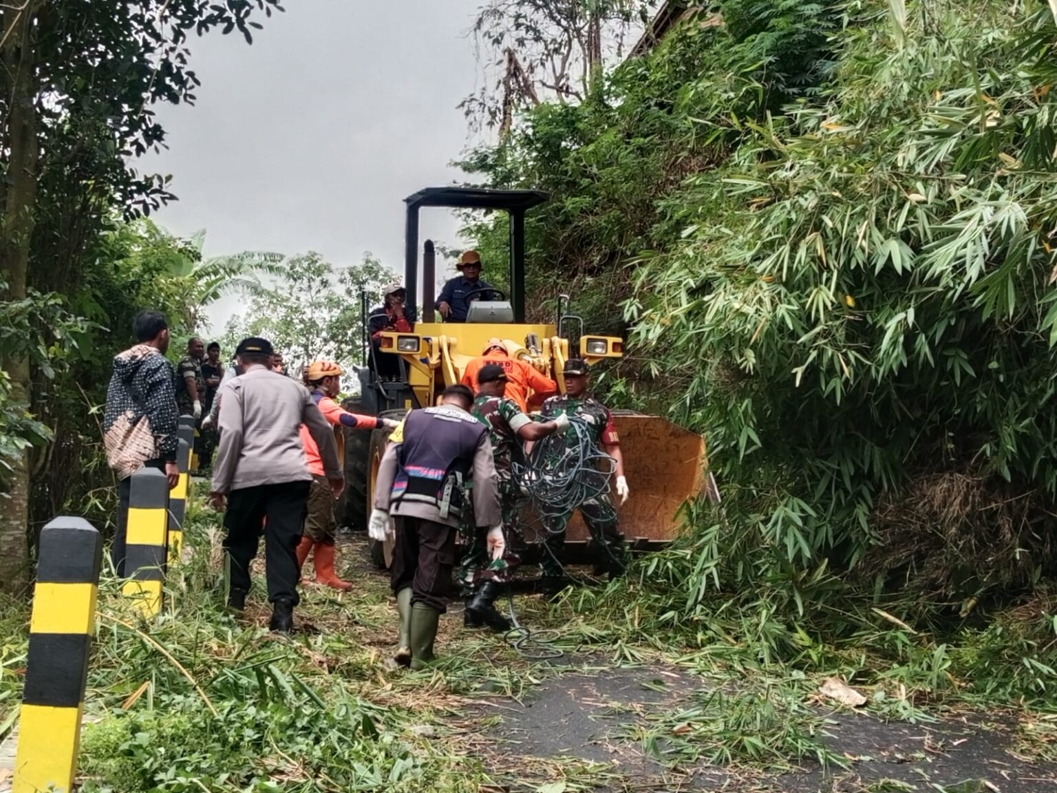 Rumpun Bambu Roboh di Dusun Kekep, Koramil Bumiaji Tanggap dan Sigap Atasi Bencana