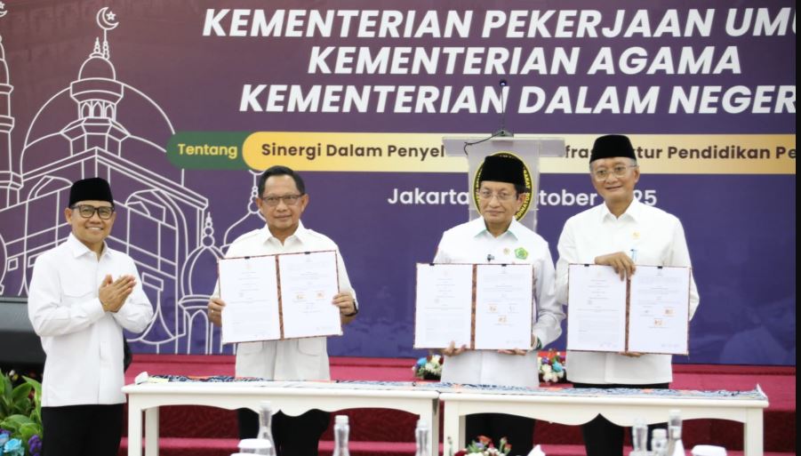 Mendagri-Menteri PU-Menag Teken MoU Penguatan Infrastruktur Pendidikan Pesantren