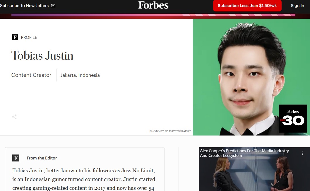 Konsisten, Cerdas Bangun Bisnis, dan Jago Branding, Jess No Limit Tembus Forbes 30 Under 30 Asia