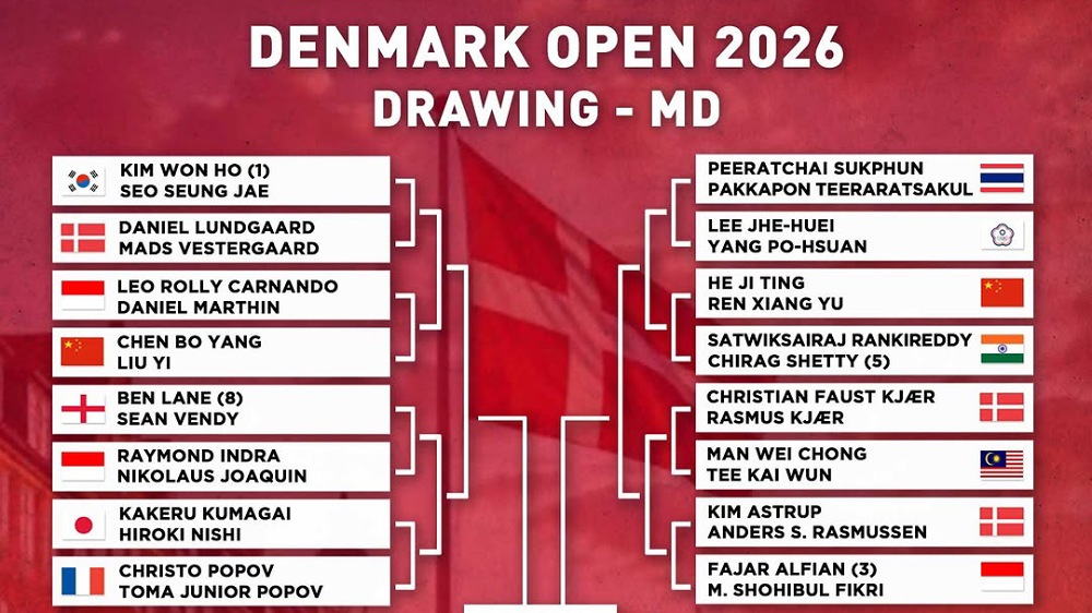 Drawing Ganda Putra Denmark Open 2026: Fajar/Fikri Hadapi Tuan Rumah