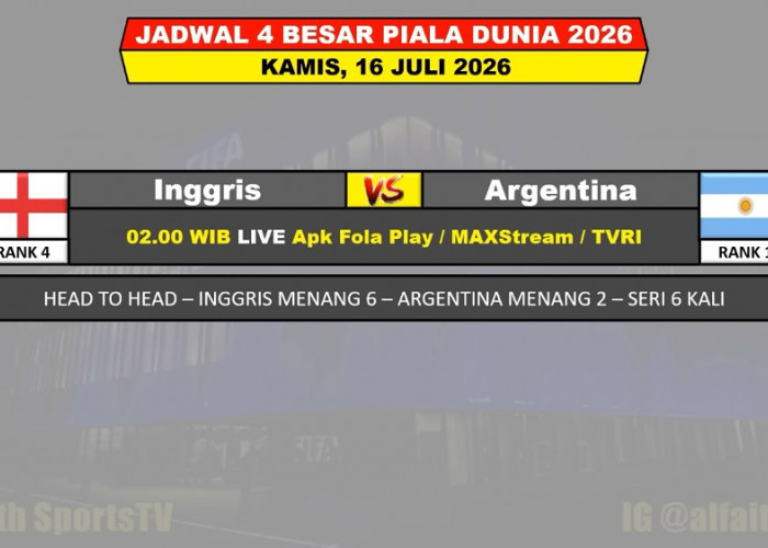 Jadwal Semifinal Piala Dunia 2026: Inggris vs Argentina Dini Hari, Mbappe dan Messi Masih Pimpin Top Skor